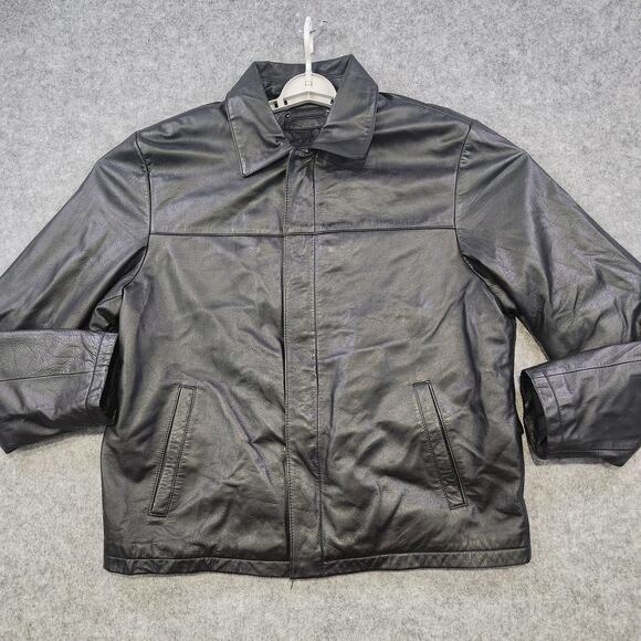 Wilsons Leather Jacket Mens Large Genuine Leather Julian Quilted Lined Black - Picture 2 of 15